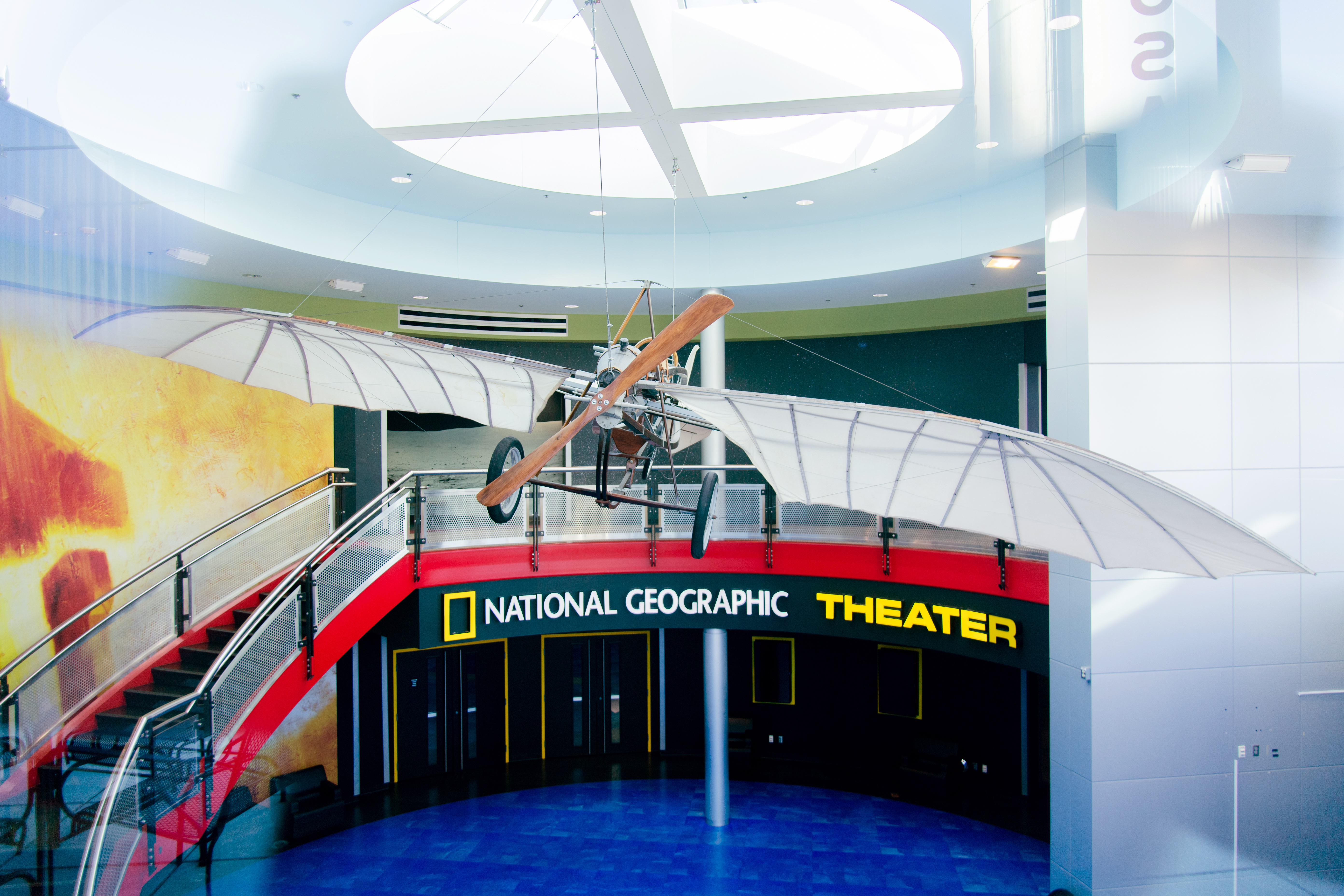 Quick plane above the theater going upstairs in the Davidson Center
