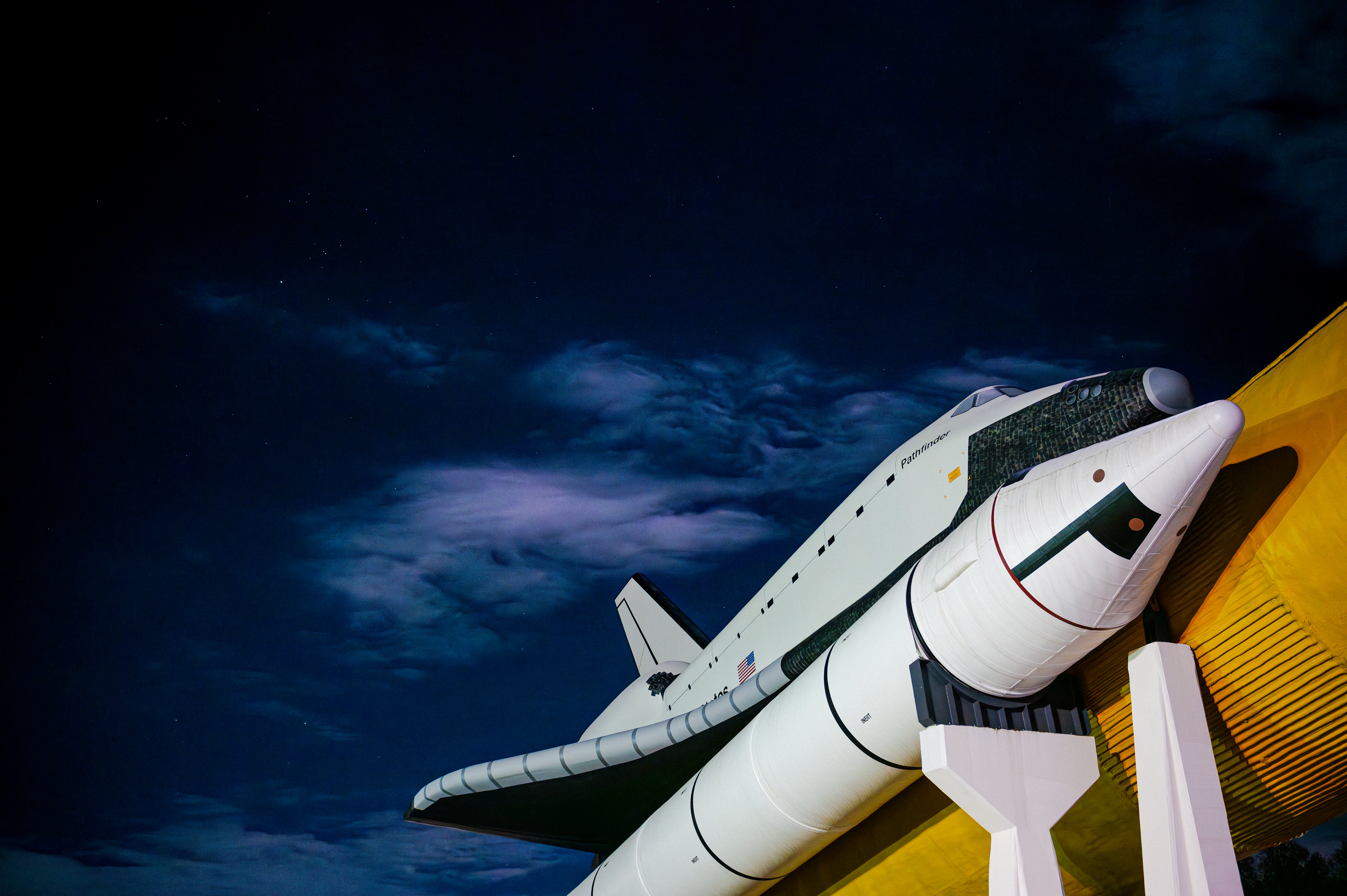 Shuttle Pathfinder at night time. is a great view