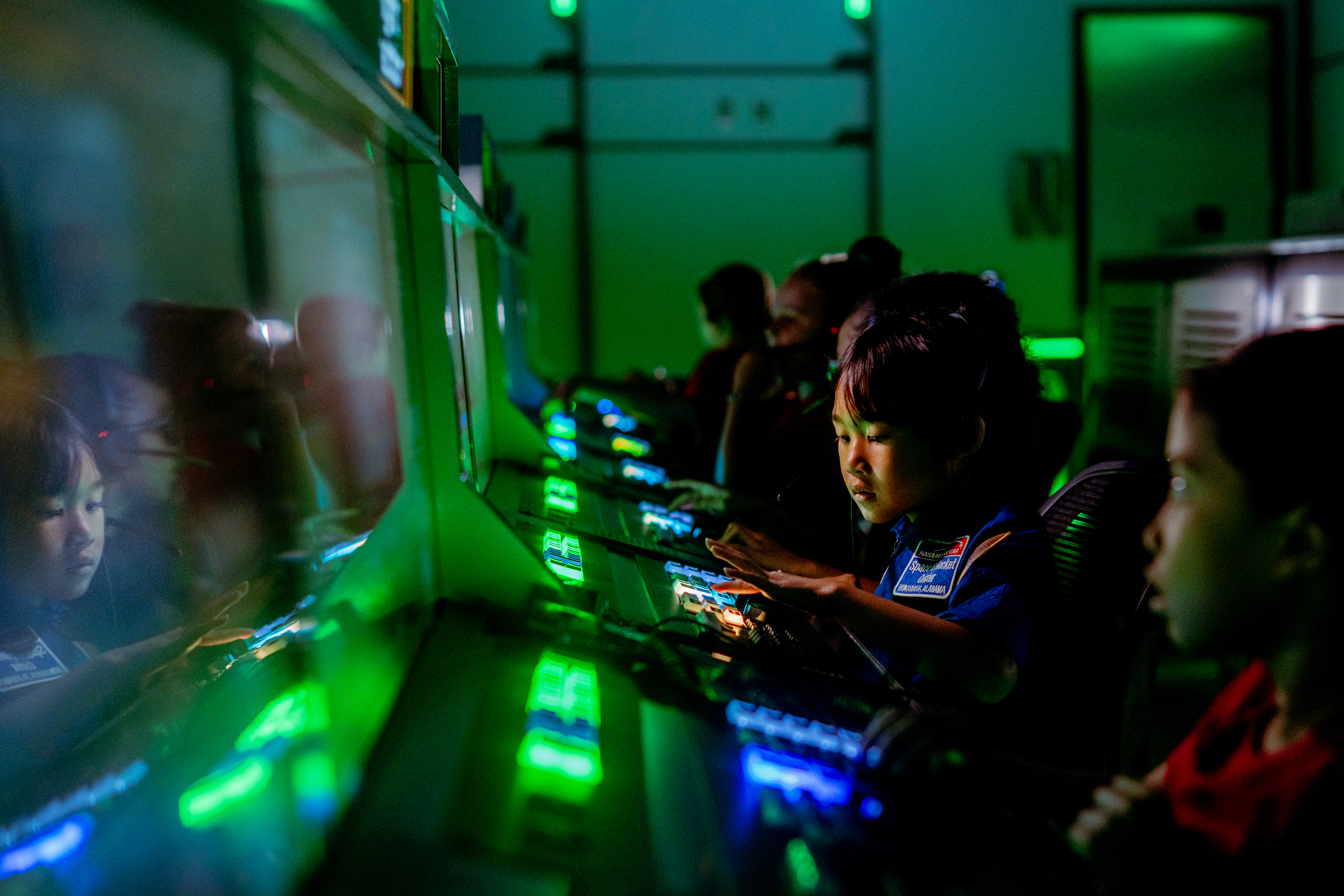 kids having fun in mission control in the new I4 building