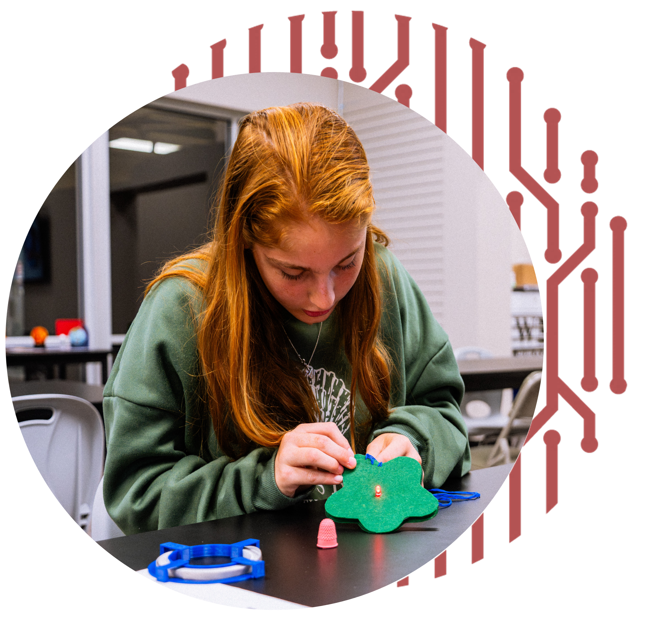 Girl enjoying to make electric ornament 
