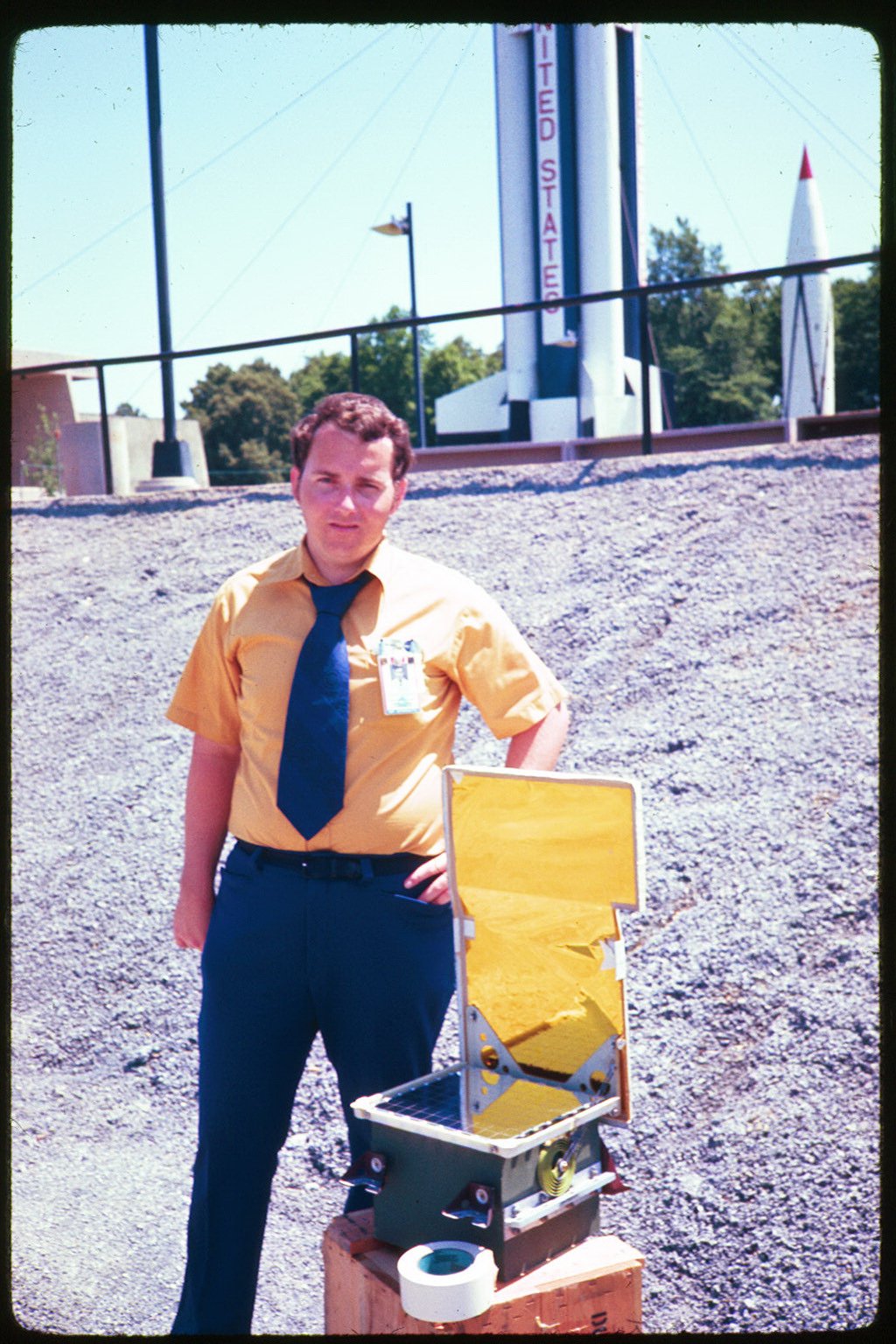 Ron Creel from NASA doing thermal testing using our outside LM display back in the early 70s.