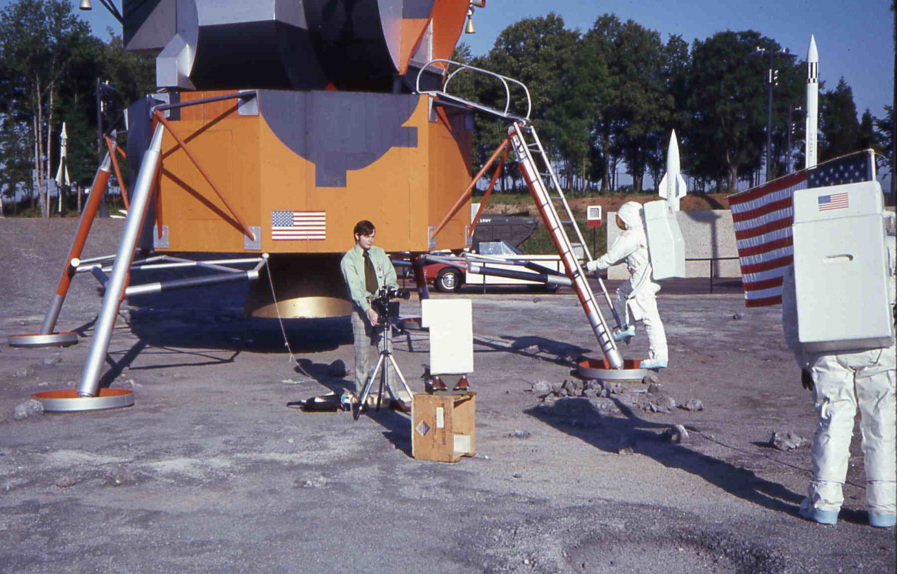 Ron Creel from NASA doing thermal testing using our outside LM display back in the early 70s.