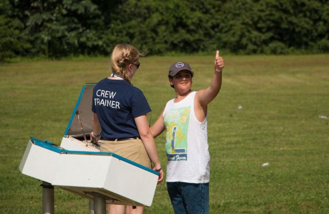 Adeeb Alblooshi launches his model rocket at Space Camp