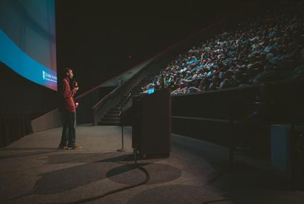 Ben speaking to crowd